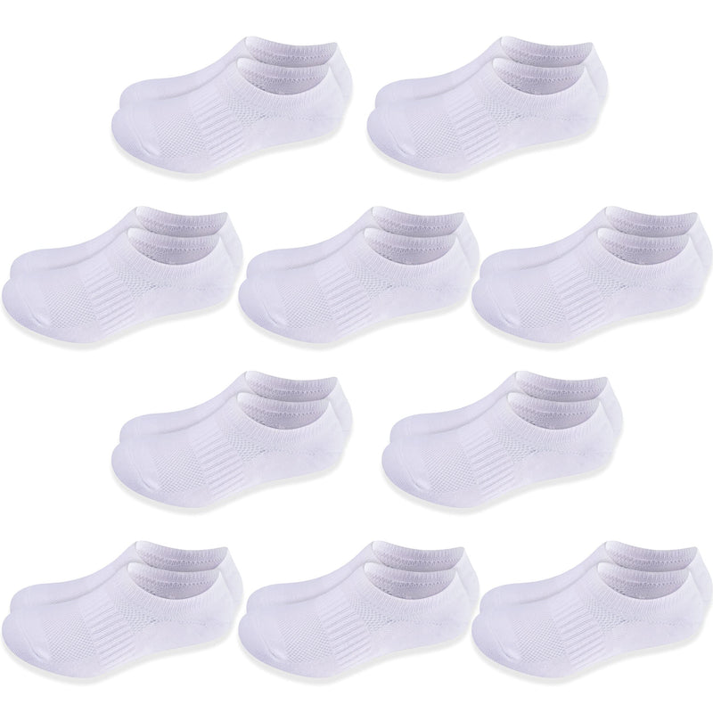 Cozi Foot 10 Pairs Boys Girls No Show Socks Cotton Non Slip Low Cut Socks Medium C01-white - BeesActive Australia