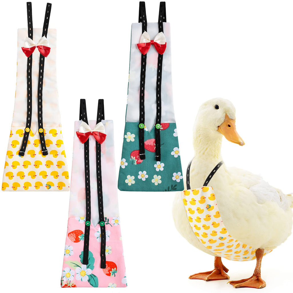 3 Pieces Pet Chicken Diapers Duckling Diapers Reusable Goose Clothes Washable Pet Diapers with Bow Tie for Poultry Medium - BeesActive Australia