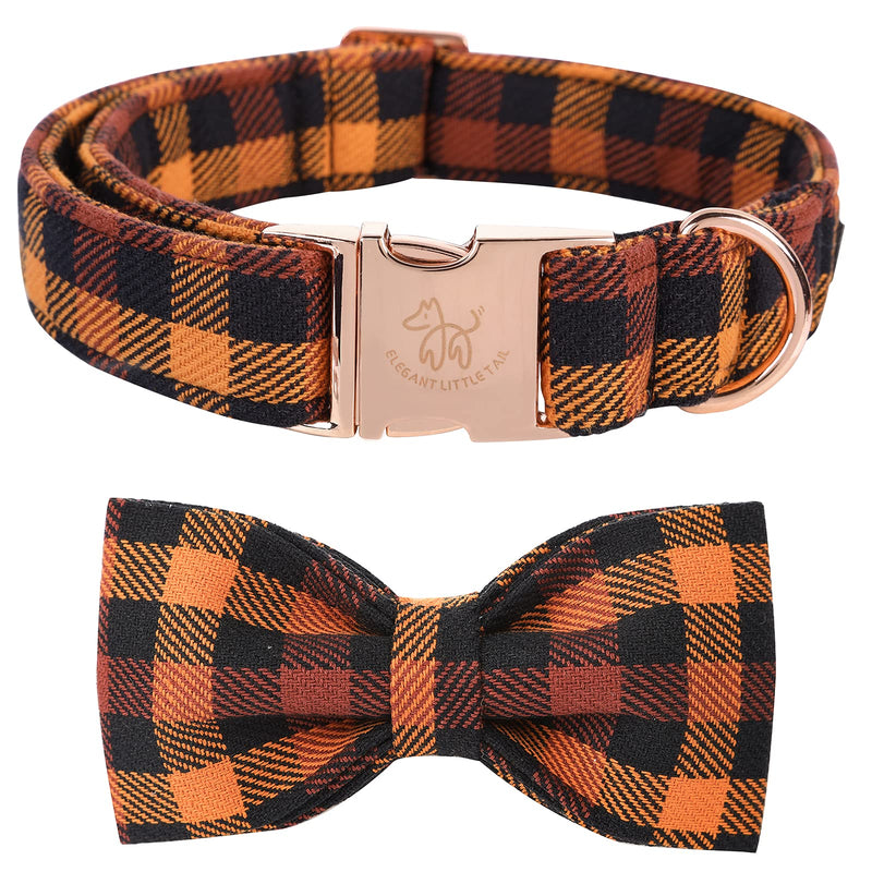Elegant little tail Dog Collar with Bow, Cotton & Webbing, Bowtie Dog Collar, Adjustable Dog Collars for Small Medium Large Dogs and Cats Large (Pack of 1) Black and Yellow - BeesActive Australia