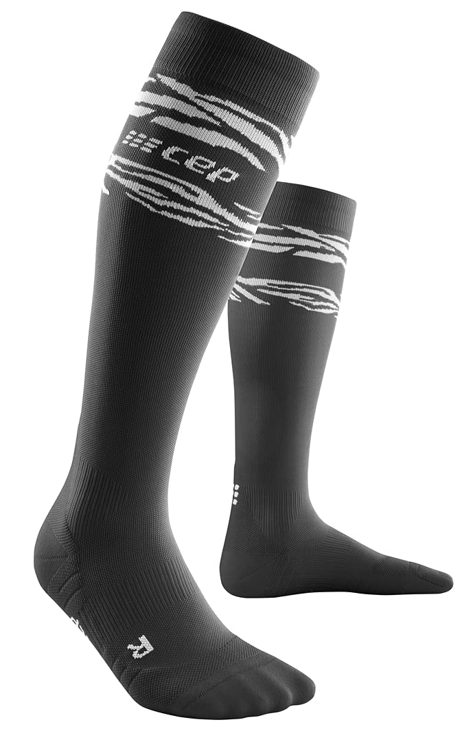 CEP Men's Tall Running Compression - Athletic Long Socks For Performance 5 Black/White Animal Print - BeesActive Australia