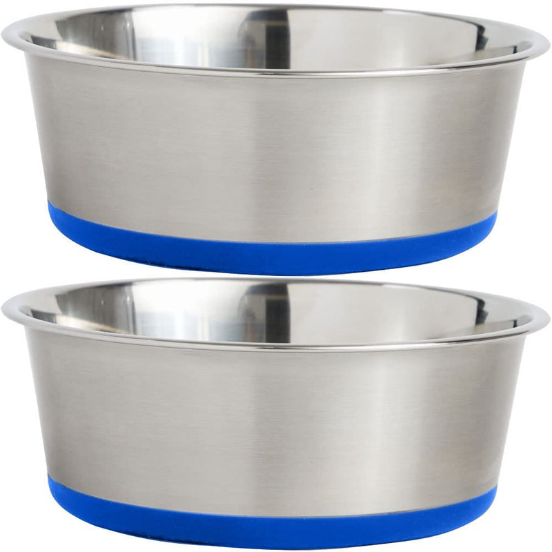 Gorilla Grip Stainless Steel Metal Dog Bowl Set of 2, Rubber Base, Heavy Duty, Rust Resistant, Food Grade BPA Free, Less Sliding, Quiet Pet Bowls for Cats and Dogs, Dry and Wet Foods 4 Cup Royal Blue - BeesActive Australia