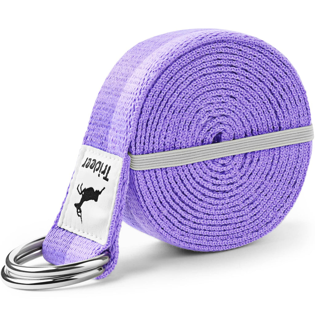 Trideer Stretching Strap Yoga Strap Yoga Bands(8 ft,3 Colors)with Extra Safe Adjustable D-Ring Buckle,Non-Elastic Yoga Strap for Pilates,Gym Workouts,Physical Therapy,Improves Sitting Posture for Women & Men Graduated Purple - BeesActive Australia