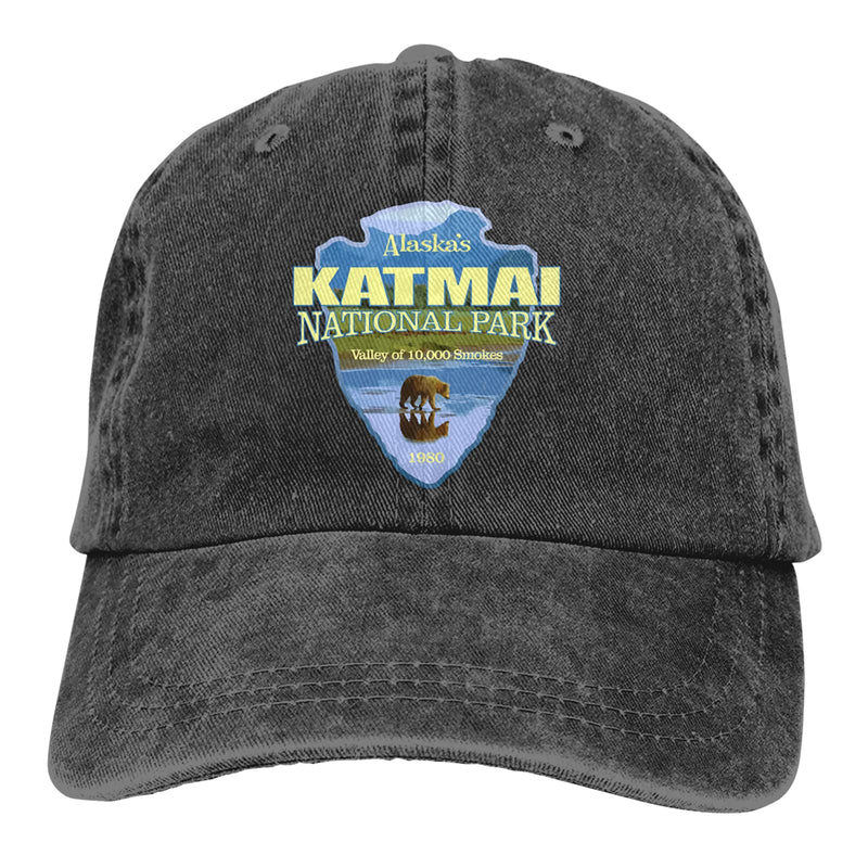 Katmai National Park. Cowboy Hat, Classic Farmer Baseball Cap, Neutral Print Outdoor Trucker Mountaineering Hat Black - BeesActive Australia