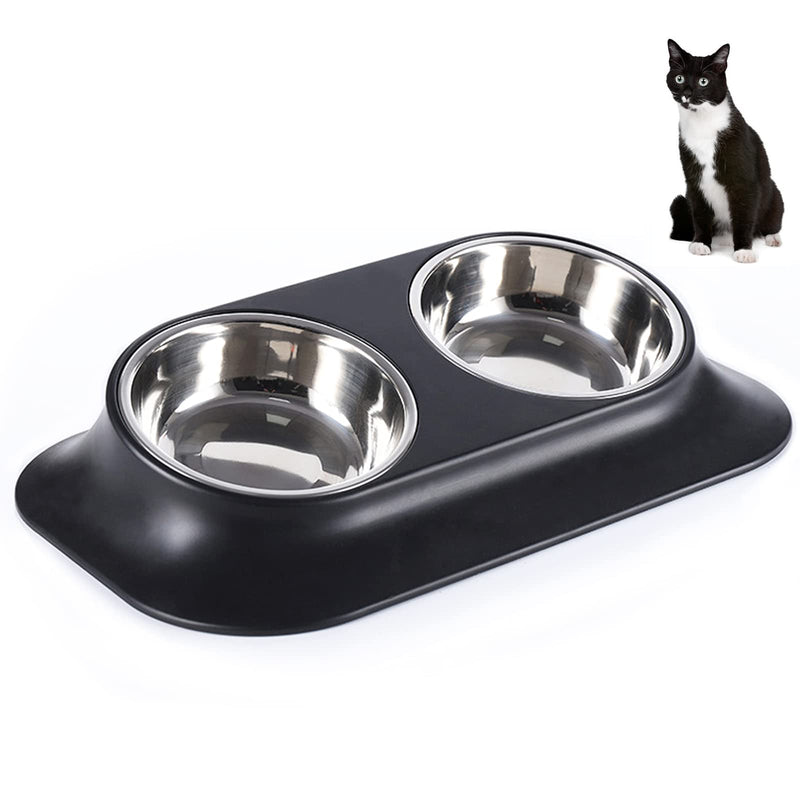 SUOXU Cat Bowls, Protect The Cervical Spine 15° Inclined Double Bowl Cat Food Bowl, Anti-Skid&Anti-Spill Cat Dog Water Bowl, Suitable for Pet Feeding Bowl for Cats and Small Dogs Double bowl set - BeesActive Australia