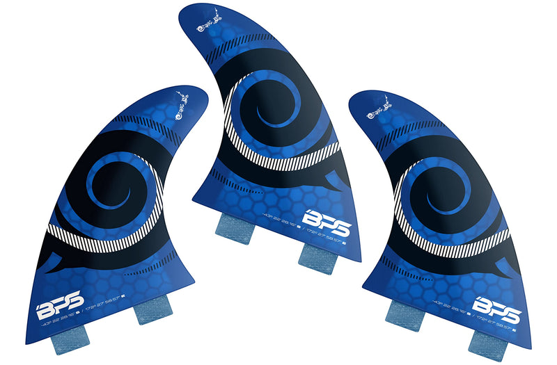 BPS Tri-Fin Set Surfboard Fins Thruster FCS Style (3 Fins), Stealth Performance Core Netted Fiberglass Surfboard Fins, Choose Color & Size Koru Dark Blue Medium (G5/M5) - BeesActive Australia