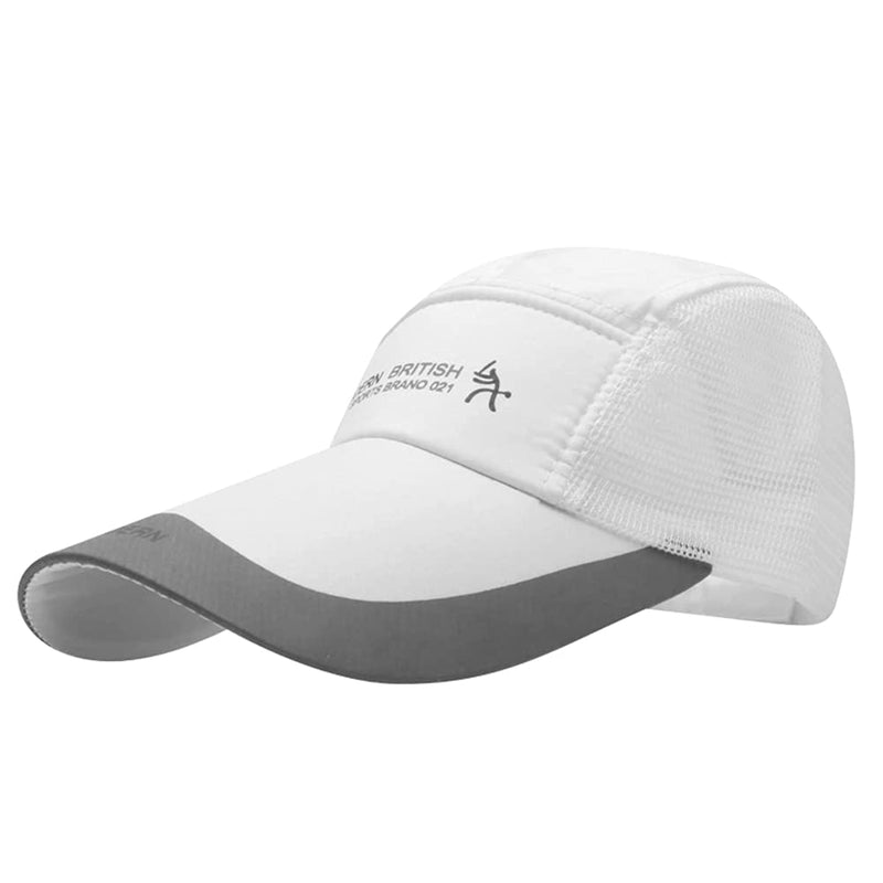 LOCOMO Men Women Super Extra 5.5" Long Bill Fishing Hat Mesh Back Trucker Snapback Baseball Brim Sun Cap Black 4.3" (11cm) Extra Long Brim White - BeesActive Australia