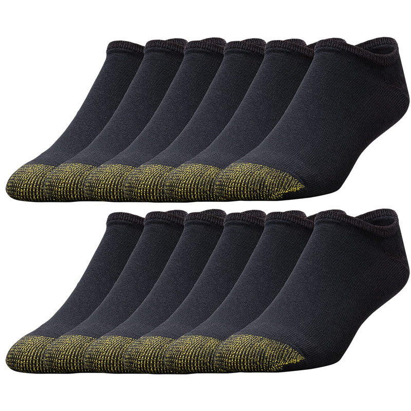 Gold Toe mens 656f Cotton No Show Athletic Socks, Multipairs Large Black (12-pairs) - BeesActive Australia