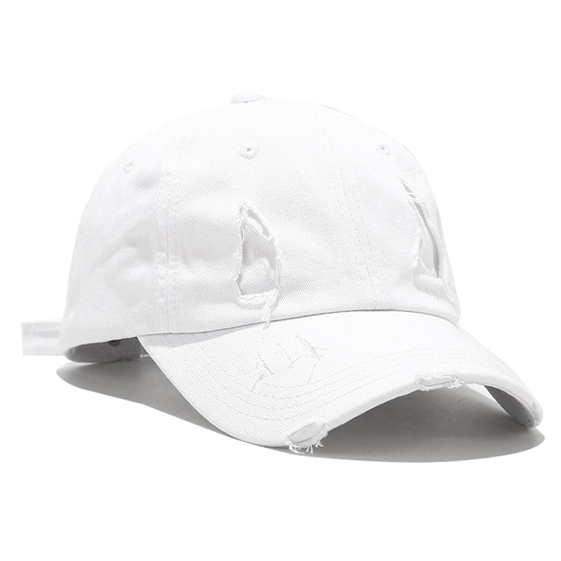 Ripped Patch Baseball Cap Vintage Distressed Low Profile Unstructured Cotton Dad Hat Adjustable for Women Men White - BeesActive Australia