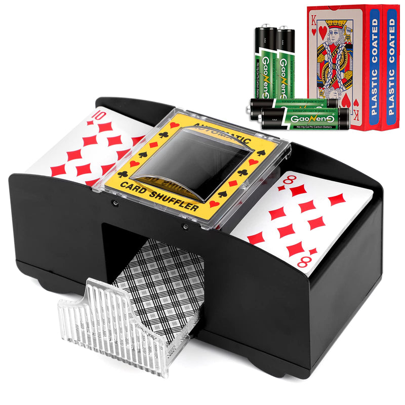 SZBJSMF Card Shuffler, Automatic Card Shuffler with Battery for Deck of Playing Card, UNO, Poker, Home Card Games 2 Deck with 2 poker - BeesActive Australia