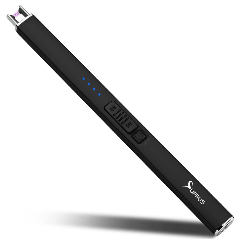 SUPRUS Electric Lighter Arc Windproof Flameless USB Lighter Rechargeable Lighter with Safety Lock for Candle BBQ Camping (Black) - BeesActive Australia