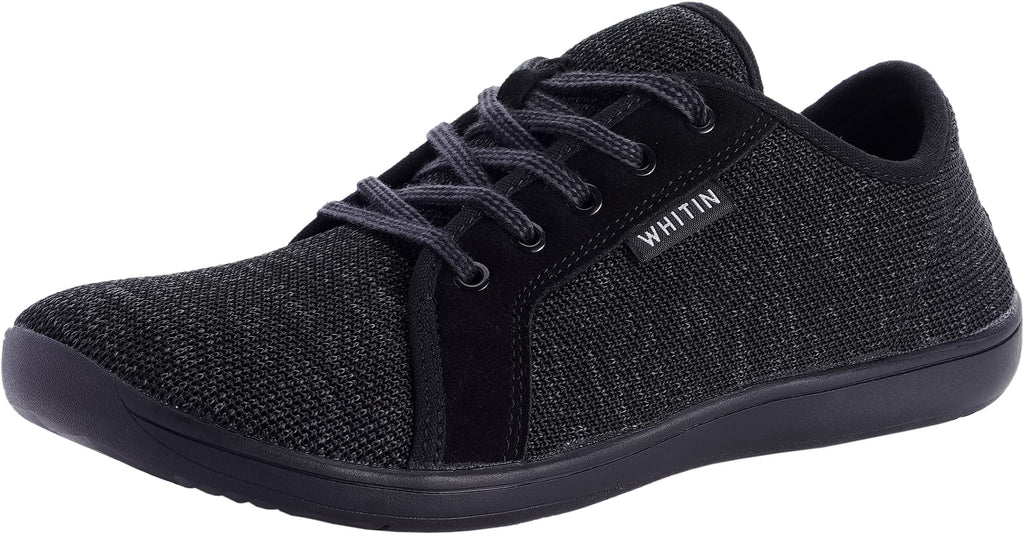 WHITIN Men's Minimalist Barefoot Sneakers | Wide fit | Zero Drop Sole | Upgraded Footbed 9.5 Black Grey ( Blended ) - BeesActive Australia