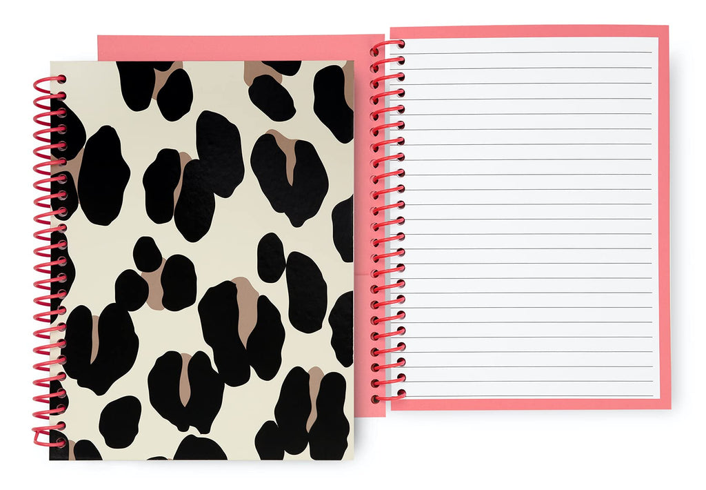 Kate Spade New York Leopard Print Mini Spiral Notebook, 8.25" x 6.75" Journal Notebook with 112 Lined Pages, Forest Feline - BeesActive Australia