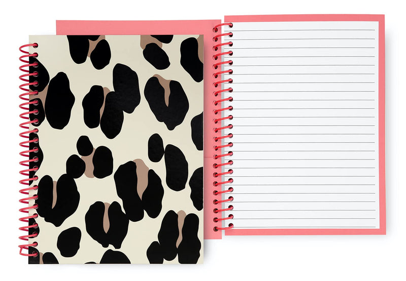 Kate Spade New York Leopard Print Mini Spiral Notebook, 8.25" x 6.75" Journal Notebook with 112 Lined Pages, Forest Feline - BeesActive Australia