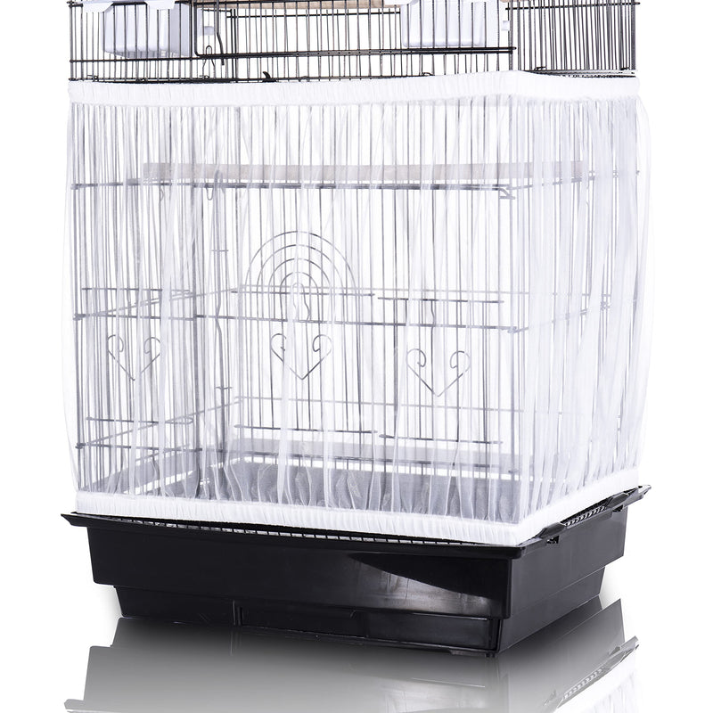 Tamu style Bird Cage Seed Catcher, Large, Stretchy Form Fitting Mesh Skirt Cover for Parrot Enclosures, Light and Breathable Fabric, Prevent Scatter and Mess, Reusable White - BeesActive Australia