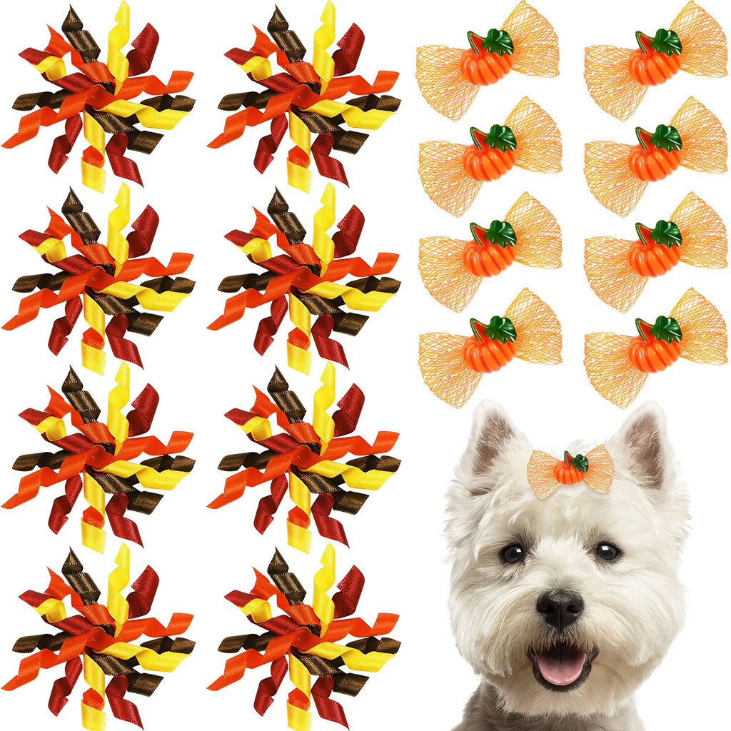 40 Pieces Fall Dog Bows Thanksgiving Bows for Dogs Hair Bows Halloween Pumpkin Bows Curves Bows Autumn Fall Grooming Bows with Rubber Bands Puppy Top Knot Bows Supplies Pet Hair Accessories for Dogs - BeesActive Australia