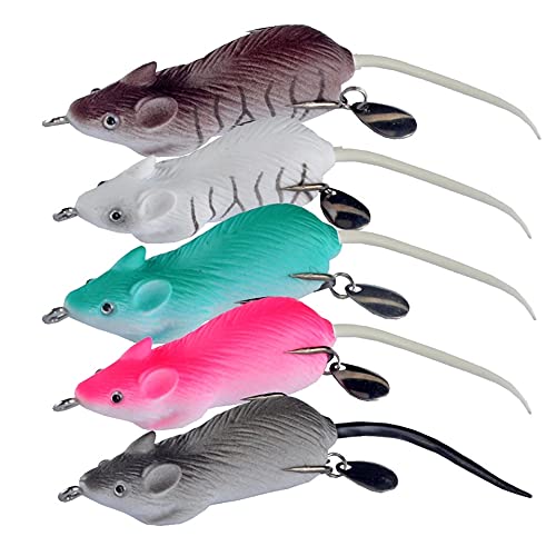 5PCS Topwater Mouse Lure Bass Trout Fishing Lures. Tackle Box for Bass Pike Snakehead Dogfish Musky - BeesActive Australia