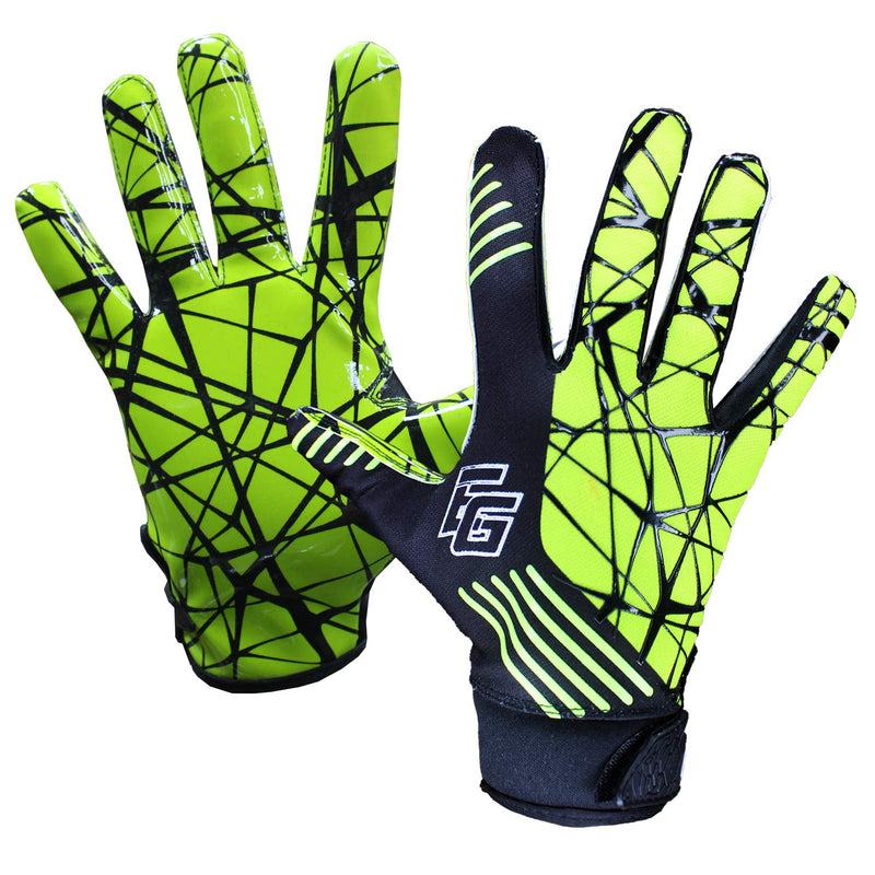 Eternity Gears Football Gloves - Tacky Grip Skin Tight Adult Football Gloves - Enhanced Performance Football Gloves Men - Pro Elite Super Sticky Receiver Football Gloves - Adult Sizes Small Green - BeesActive Australia