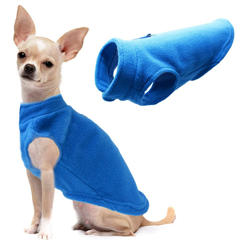 Dog Fleece Vest Soft Winter Jacket Sweater with D-Ring Leash Cold Weather Coat Hoodie for Small Medium Large Dogs L Blue - BeesActive Australia