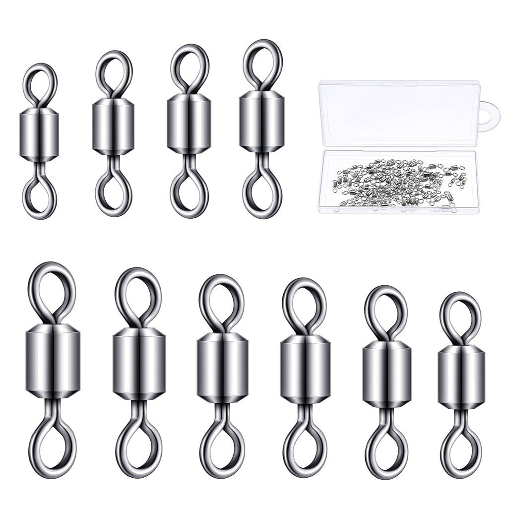 Chalyna 100 Pieces Rolling Barrel Fishing Swivels High Strength Snap Stainless Steel Black Fishing Swivels Fishing Hook Line Connector Swivel Fishing Tackle Accessories for Saltwater Freshwater - BeesActive Australia