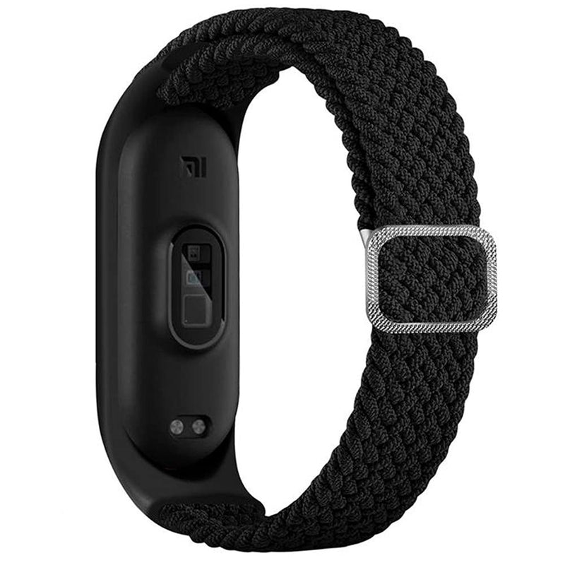 Braided Solo Loop Strap Compatible for Xiaomi Mi Band 6 5 4 3, Adjustable Nylon Elastic Sport Replacement Wristband for Xiaomi Band Mi Band 6, Mi Band 5, Mi Band 4, Mi Band 3 Black - BeesActive Australia