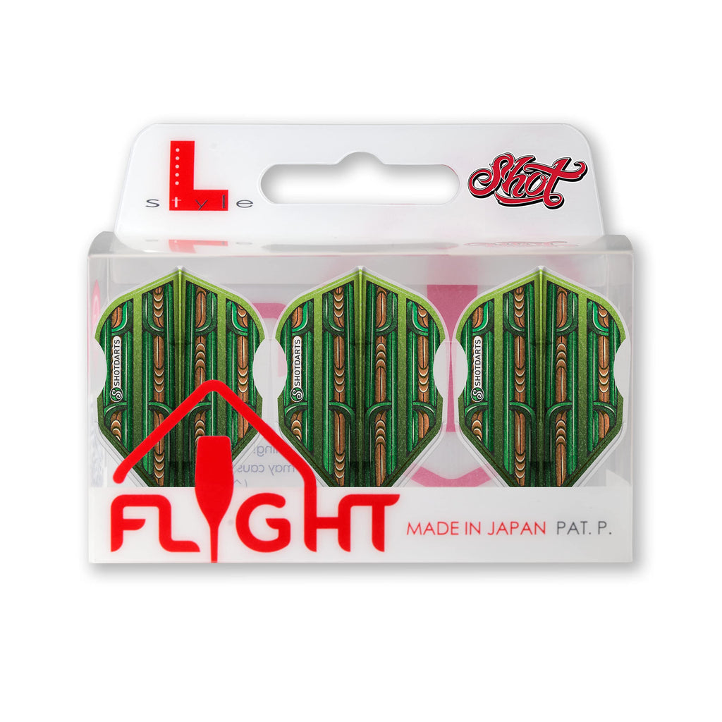 Shot! L-Style EZ L3 Small Std Shape Warrior Rutene Green Dart Flight Set - BeesActive Australia