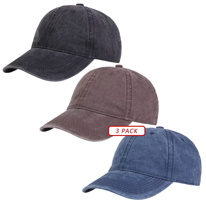 TSSGBL Vintage Cotton Washed Adjustable Baseball Caps Men and Women, Unstructured Low Profile Plain Classic Retro Dad Hat Black-coffee-navy - BeesActive Australia