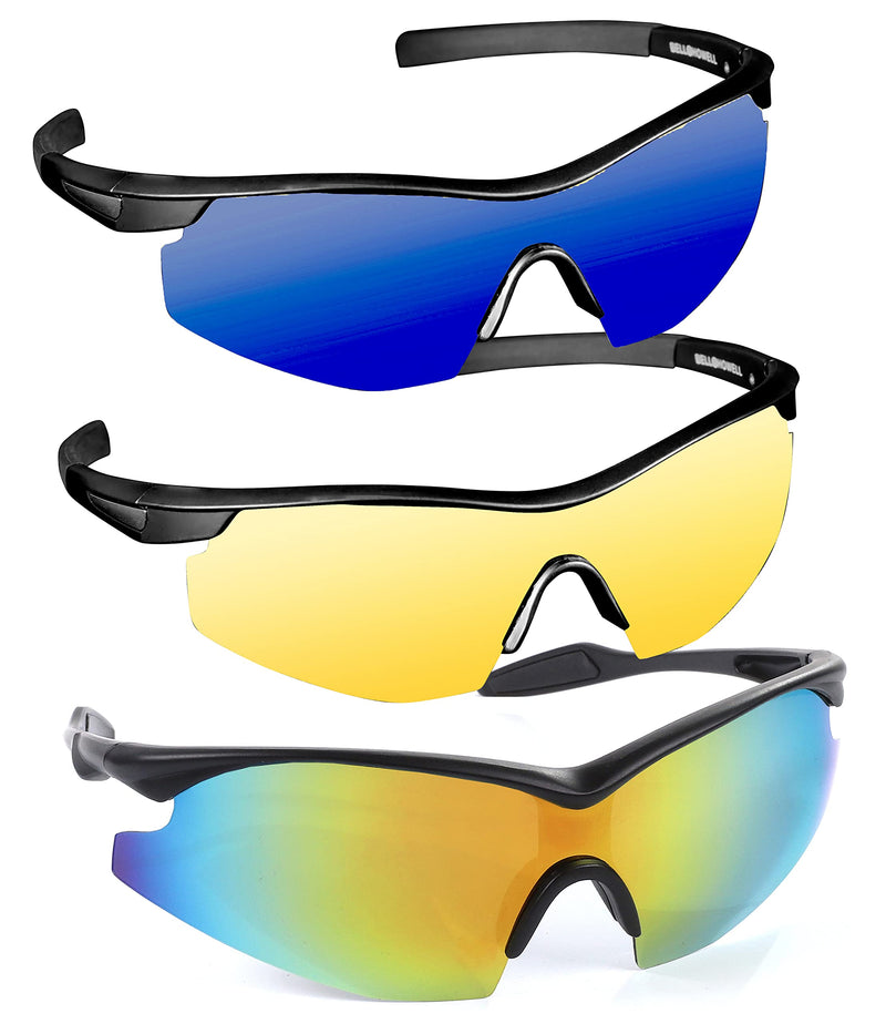 Tacglasses by Bell+Howell 3 Pack Polarized Sports Sunglasses, Nightvision Glasses and Blue Vision Military Eyewear For Outdoors with Anti-Glare and UV Ray Protection One-size-fits-all As Seen On TV - BeesActive Australia