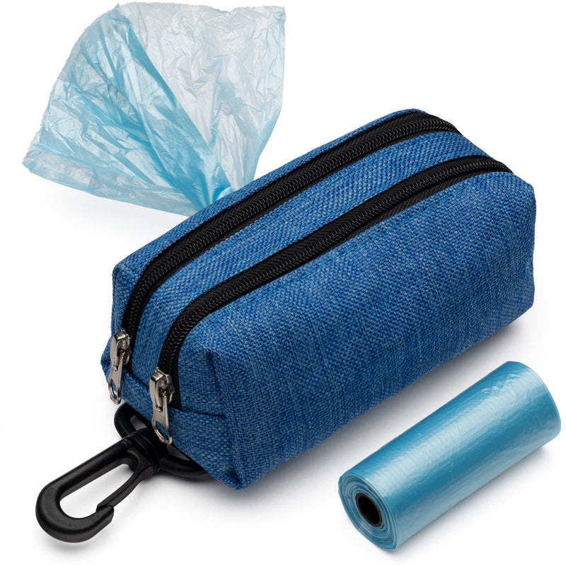 Dog Poop Bag Holder Poop Bag Dispenser – Stylish & Sturdy Poop Bag Holders for Leashes, Bags, Belts & Strollers – Dog Bag Holder with Extra Space – Dog Poop Bag Holder for Leash + Carabiner & Velcro Blue - BeesActive Australia