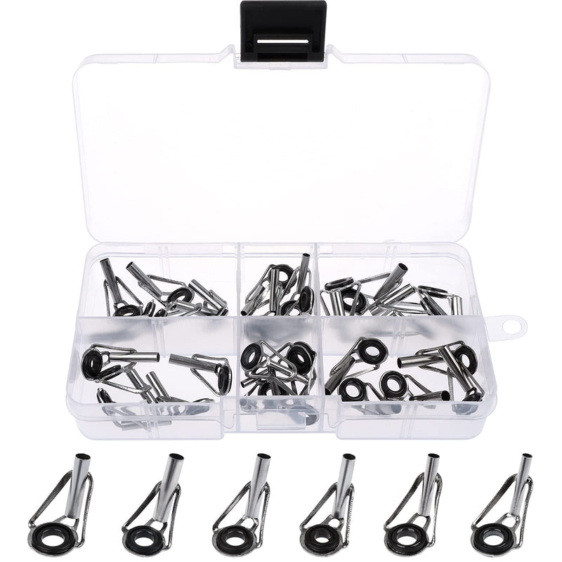 Proximitck 30pcs Fishing Rod Tip Repair Kit Fishing Rod Tips Stainless Steel Ceramic Ring 6Sizes - BeesActive Australia