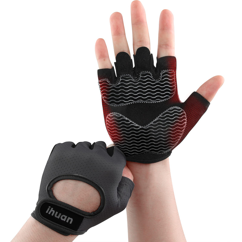 ihuan Lightweight Breathable Workout Gloves - Partition Palm Protection Gym Gloves | Enhance Grip Weight Lifting Gloves for Exercise | Fitness | Cycling Men & Women black Small - BeesActive Australia