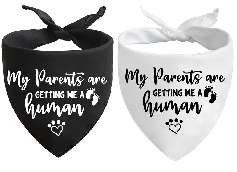 My Parents are Getting me a Human, Pregnancy Announcement Dog Bandana, Gender Reveal Photo Prop Pet Scarf Accessories,Pet Accessories for Dog Lovers, Pack of 2 - BeesActive Australia