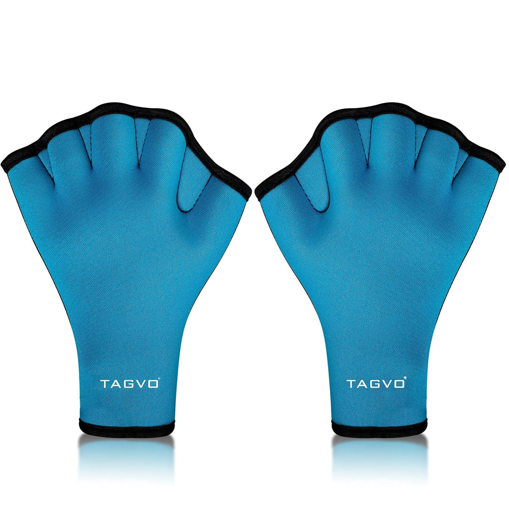 TAGVO Aquatic Gloves for Helping Upper Body Resistance, Webbed Swim Gloves Well Stitching, No Fading, Sizes for Men Women Adult Children Aquatic Fitness Water Resistance Training Medium sky blue - BeesActive Australia