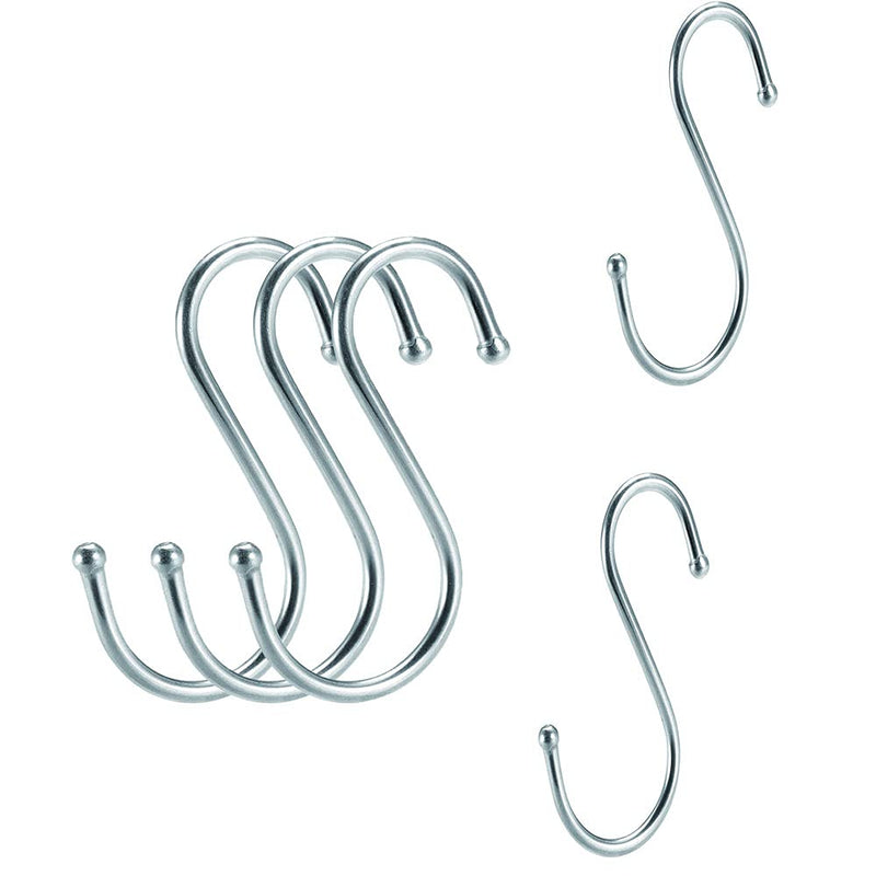 Juvielich 2.5" Wall Mounted S Shaped Hook Hangers for Towel Bag Key Kitchen Utensils, Thickness 3.6-4mm / 0.14"-0.16" Silver Colored, 20 Pcs - BeesActive Australia