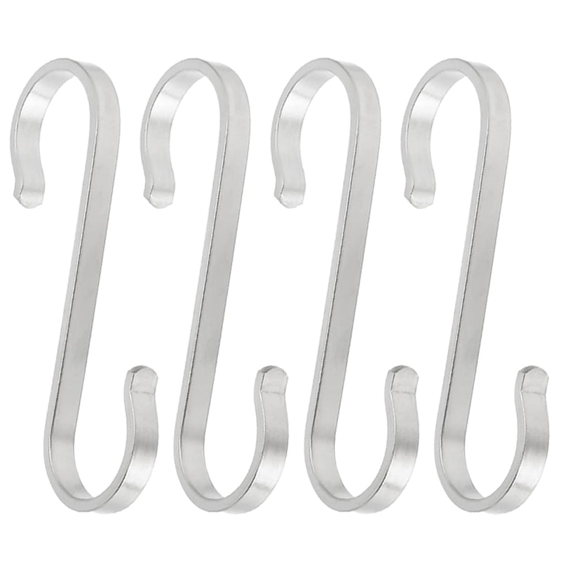 Juvielich Wall Mounted S Shaped Hook Hangers for Towel Bag Key Kitchen Utensils, Thickness 2mm / 0.09" Large Silver Colored, 4 Pcs 4 Pieces - BeesActive Australia