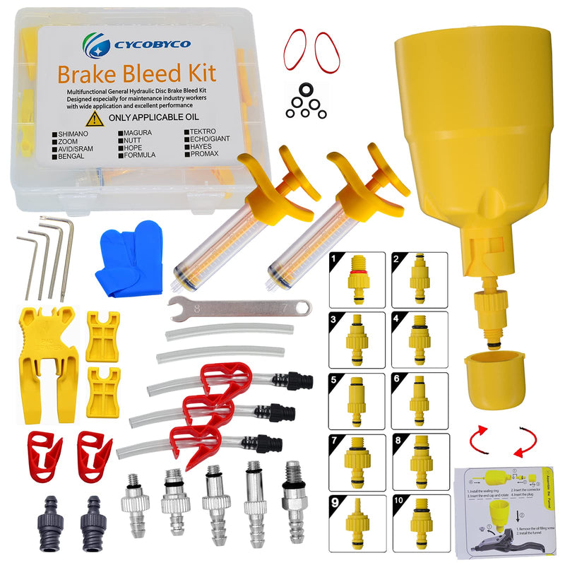 CYCOBYCO Brake Bleed Kit,Bicycle Hydraulic Disc Brake Mineral Oil Bleed Kit for Shimano,SRAM,AVID,MAGURA,TEKTRO,Hayes Compatible with All Models - BeesActive Australia