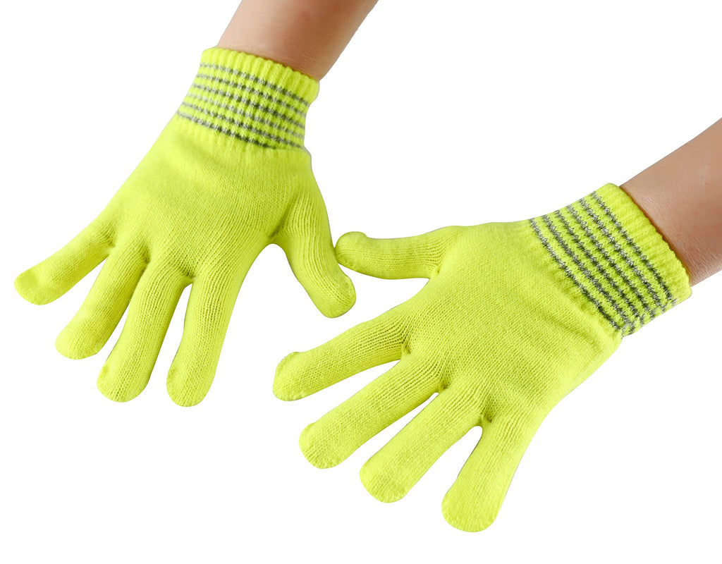 Home-X Reflective Neon Gloves for Running, Hiking, Working, and More, Cold-Weather Winter Gloves, Warm Gloves for Men and Women, 7 ½” L x 5" W, Yellow - BeesActive Australia