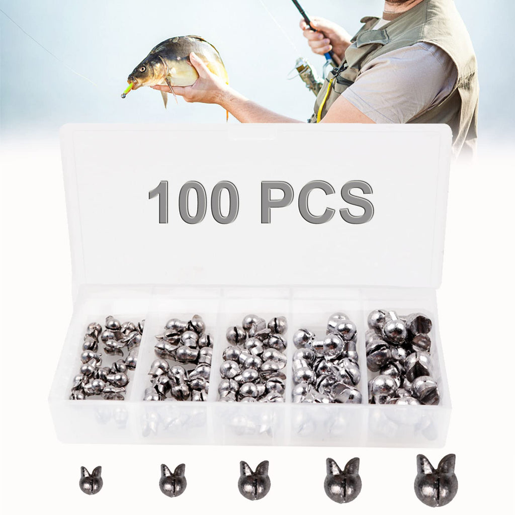 ROLLMOSS 100pcs Fishing Weights Sinkers Kit, Removable Split Shot Fishing Weights, 5 Sizes Lead Egg Split Shot Fishing Weights Fishing Accessories 0.02oz, 0.03oz, 0.035oz, 0.05oz, 0.07oz (100 Count) - BeesActive Australia