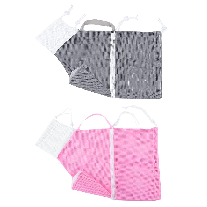 EOMTUR 2Pcs Cat Bathing Bag Cat Shower Bag Cat Washing Bag Cat Bathing Restraint Cat Grooming Bag Cat Restraint Bag Adjustable Cat Bag for Bathing (Gray & Pink) - BeesActive Australia