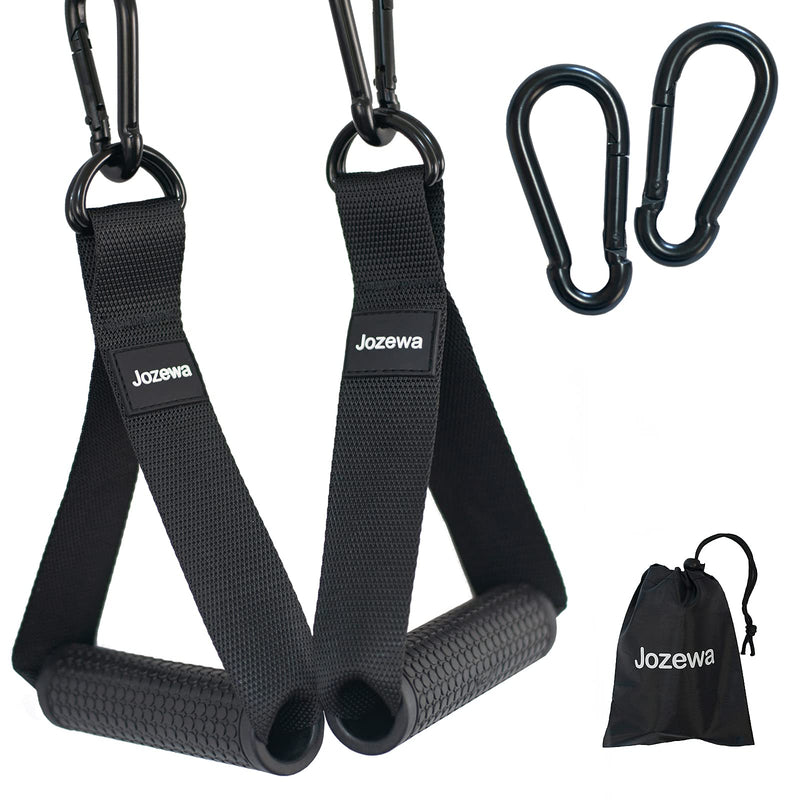 Resistance Band Handles for Cable Machine, Replacement Heavy Duty Exercise Rubber Grips with Durable Carabiners for Home Gym Fitness, Pull Up Bands, Pulley LAT Pull Down System Black - BeesActive Australia