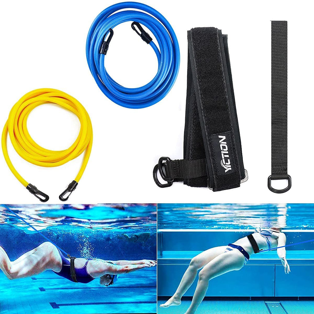2 Pack Swim Training Belts, Swimming Belt for Adults Kids Children, Swim Resistance Bands Blue&Yellow - BeesActive Australia