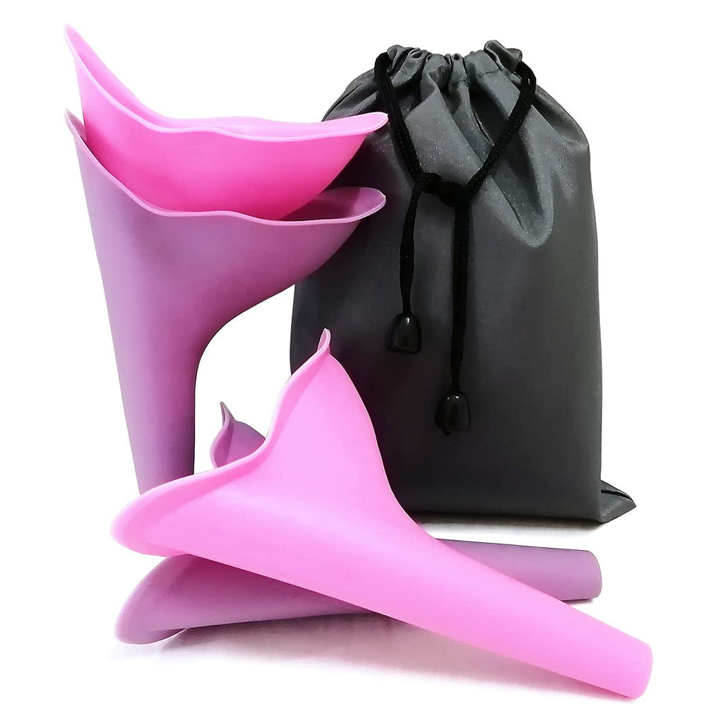 4 PCS Female Urination Device Urinal for Women Female Urinal Pee Funnel Womens Urinal for Girls Pee Standing with Carry Bag (2 Purple + 2 Pink) - BeesActive Australia