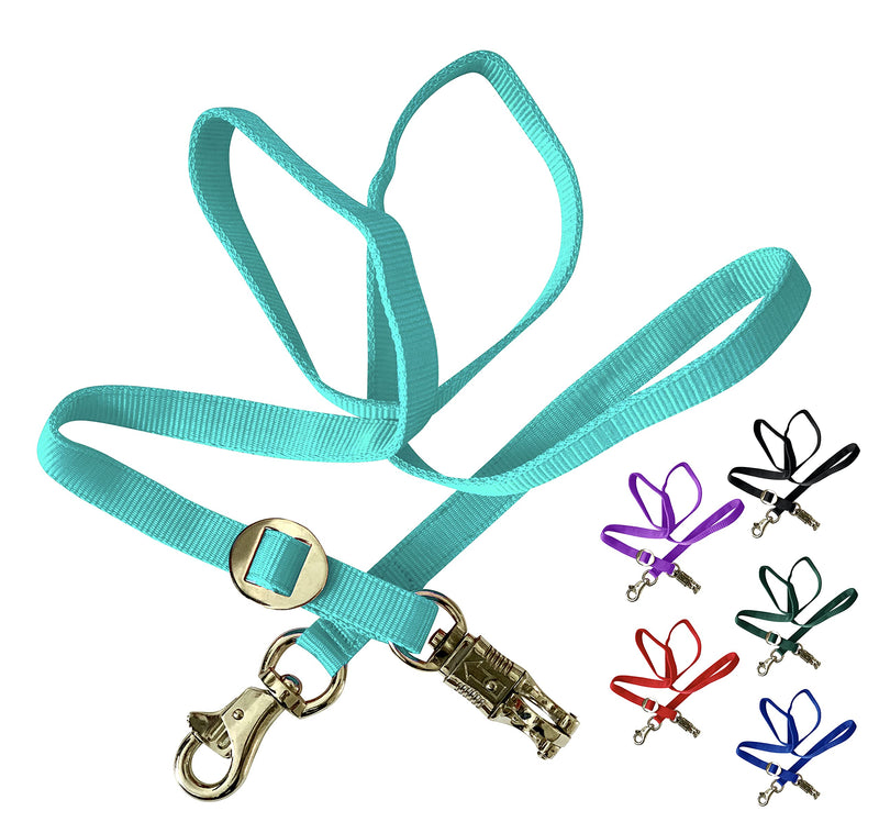Majestic Ally Double Thick 36" to 72" Trailer Tie for Horse Haulage, Cross tie with Adjustable Buckle, Panic Snap and Bull Snap – 1" Wide by 36" to 72" Long Turquoise - BeesActive Australia