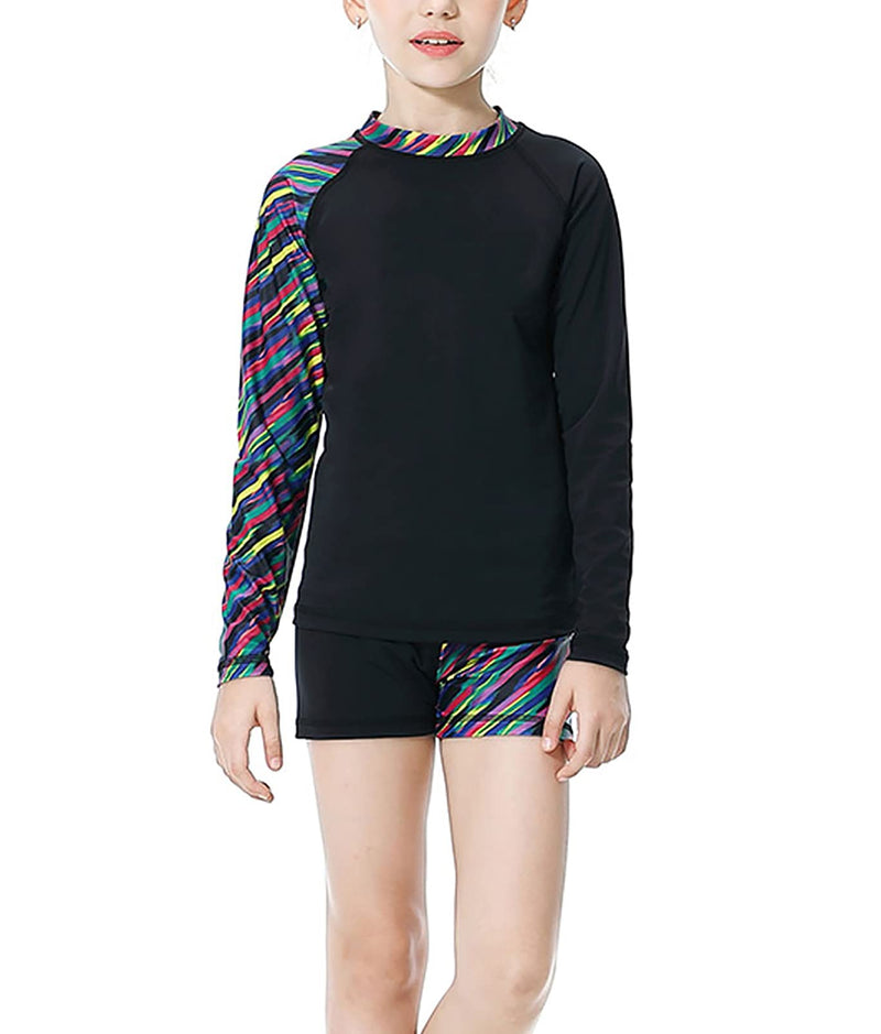 Long Sleeve Swimsuits for Kids 2 Pieces Set Swimwear Quick Dry Surfing Wetsuit for Girl/Boy 5-12 Years Long-black 13-14 Years - BeesActive Australia