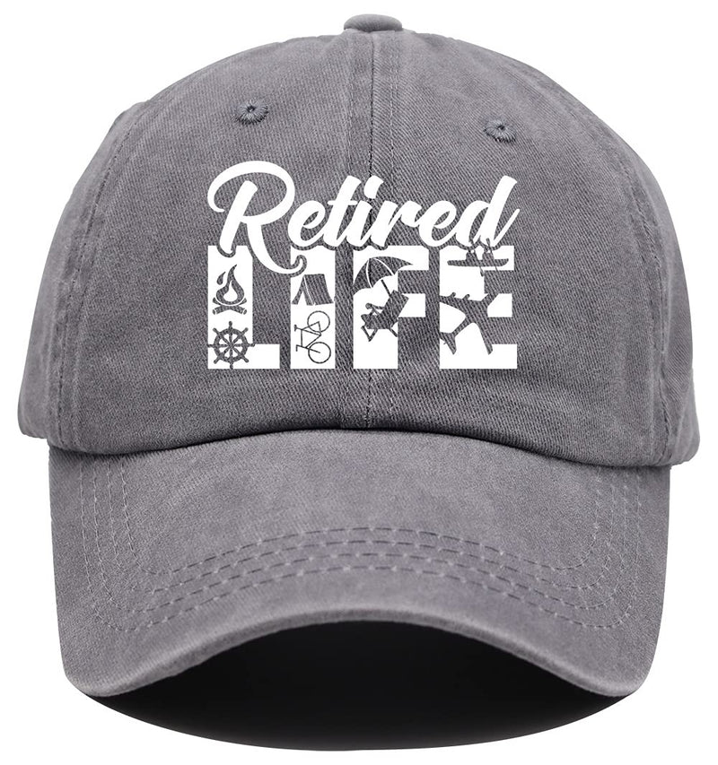 HHNLB Retired Life Hat, Adjustable Funny Retirement Baseball Cap for Retirees Men & Women Gray One Size - BeesActive Australia