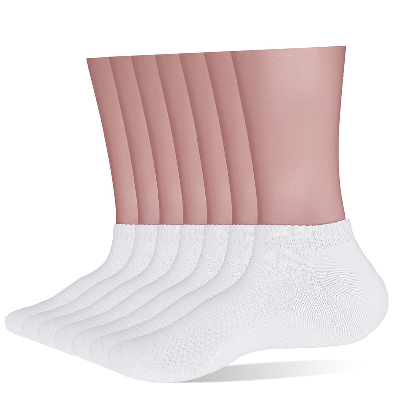100% Cotton Ankle Socks for Men,Mens Running Socks Low Cut (Size 6-9,7 Pairs) White - BeesActive Australia