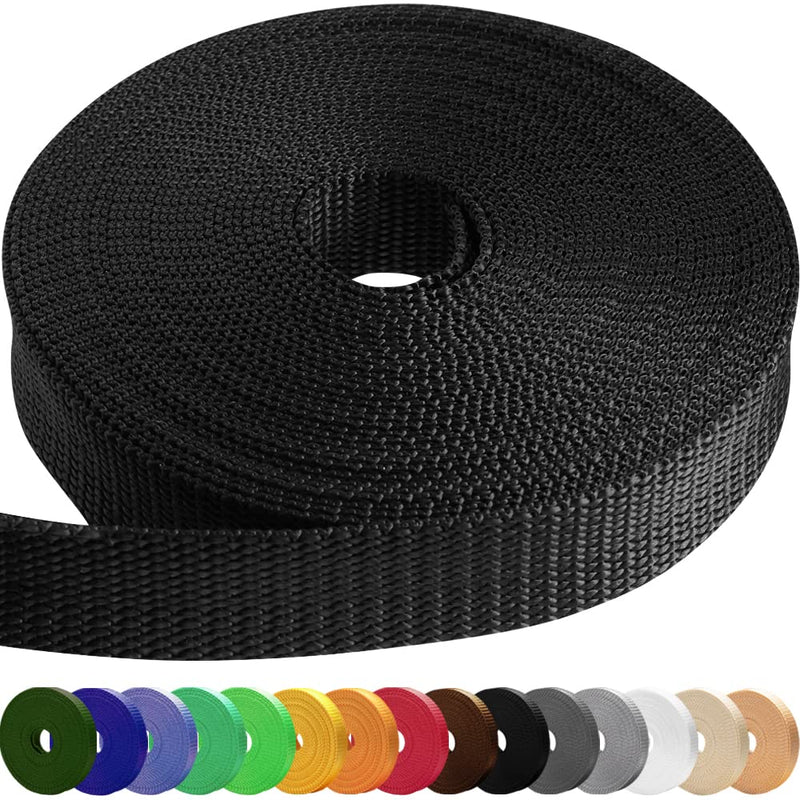TECEUM 1 Inch Webbing – Black – 10 Yards – 1” Webbing for Climbing Outdoors Indoors Crafting DIY - BeesActive Australia