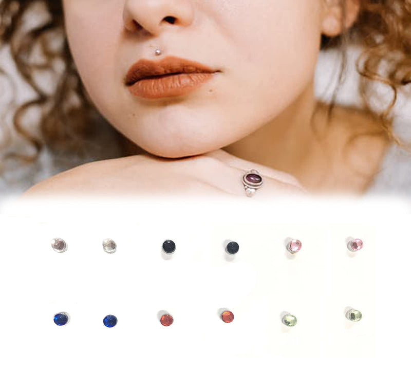Tangyu 12 Pcs Magnetic Nose Ring, Nose Rings Magnetic Non Piercing Stud, Crystal Magnetic Stud Earring Magnet Nose Ear Lip Stud Non Piercing for Women Men - BeesActive Australia