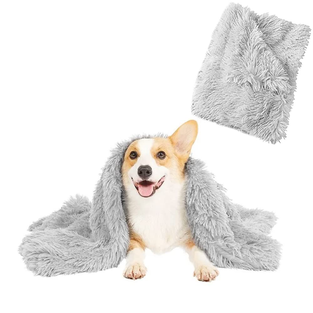 AEYAKA Plush Dog Blankets Fluffy Fleece Soft Snuggle Blanket Plush Faux Fur Warm Dog Mat Washable Puppy Couch Sofa Bed Cover Pad Dog Donut for Dogs & Cats Grey S: 15*20inch - BeesActive Australia