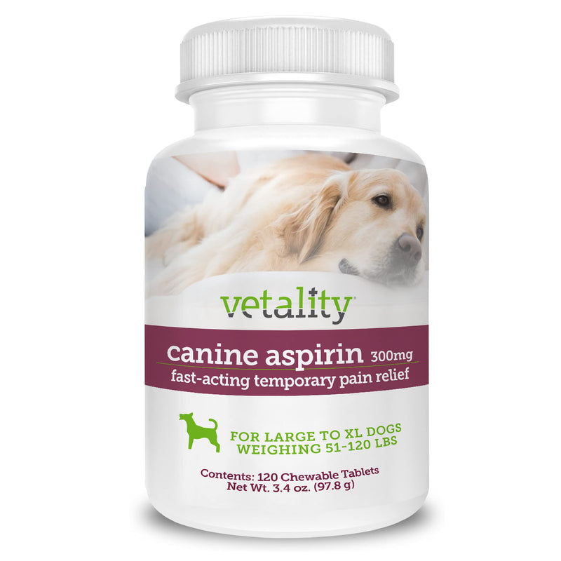 Vetality Canine Aspirin for Dogs | Fast Pain Relief | Large Dogs | Liver Flavor | 120 Chewable Tablets - BeesActive Australia