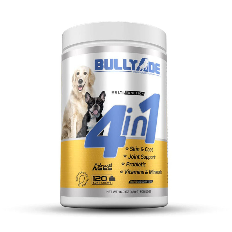 Bullyade 4 in 1 - Probiotic, Joint Support, Skin & Coat, Multi-Vitamin Soft Chews for Dogs, 16.9 oz - BeesActive Australia